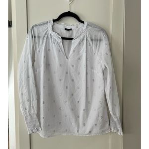 Talbots White Metallic Sparkle Blouse. Size XS. Excellent Condition.